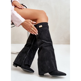 Botas De Mujer De Ante Ecológico Con Tacón Subido, Bralise Negro 1