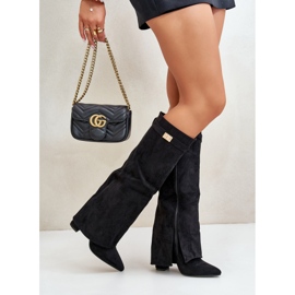Botas De Mujer De Ante Ecológico Con Tacón Subido, Bralise Negro 8