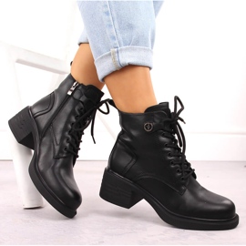 Botas de mujer de piel, ligeramente aislantes, negras Vinceza 91107 negro 4