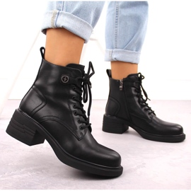 Botas de mujer de piel, ligeramente aislantes, negras Vinceza 91107 negro 5