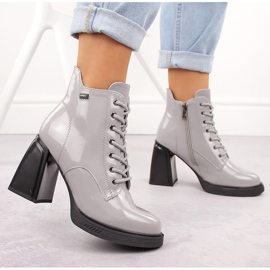 Botines de mujer en charol, ligeramente aislantes, gris Vinceza 91109 5