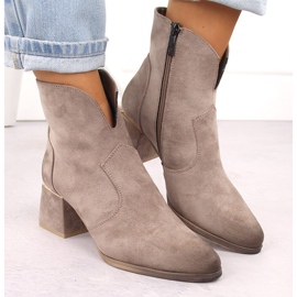 Botines de mujer en ante con tacón alto, beige Potocki 12422 6