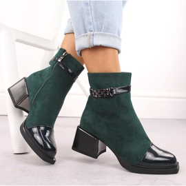 Botines de mujer con tacón decorativo, verde D&amp;A S.Barski Premium Collection MR880-018 4