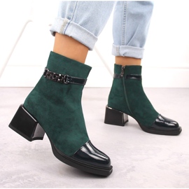 Botines de mujer con tacón decorativo, verde D&amp;A S.Barski Premium Collection MR880-018 5