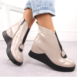 Botas cuña mujer charol D&amp;A S.Barski Colección Premium MR880-136 beige 4