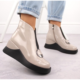 Botas cuña mujer charol D&amp;A S.Barski Colección Premium MR880-136 beige 5