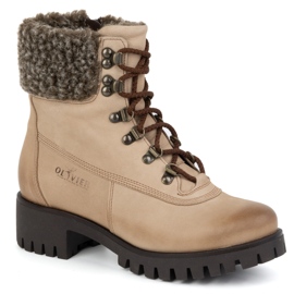 Olivier Botas de piel para mujer, botas de invierno con aislamiento, 330BB, beige 2