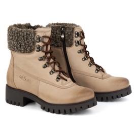 Olivier Botas de piel para mujer, botas de invierno con aislamiento, 330BB, beige 3
