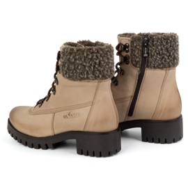 Olivier Botas de piel para mujer, botas de invierno con aislamiento, 330BB, beige 4