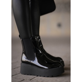 Botas Mujer Charol Con Plataforma Y Cuña Aislante Negro Wloedia 2 Botas Mujer Charol Con Plataforma Y Cuña Aislante Negro Wloedia 2
