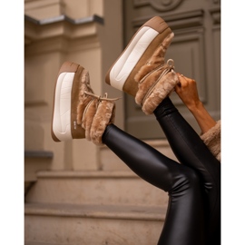 Botas de nieve para mujer de piel con suela gruesa y pelo Big Star OO274A207 Marrón beige 5