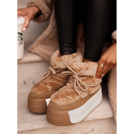 Botas de nieve para mujer de piel con suela gruesa y pelo Big Star OO274A207 Marrón beige 6
