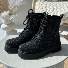 Botas de trabajo aislantes para mujer decoradas con lentejuelas, negro Liatheine 2