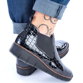 Botines charol negro serpiente Rieker 53794-01 12