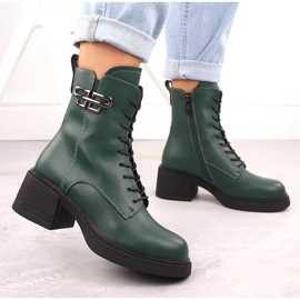 Botas de mujer de piel con tacón y plataforma, aislantes verde Vinceza 66682 5