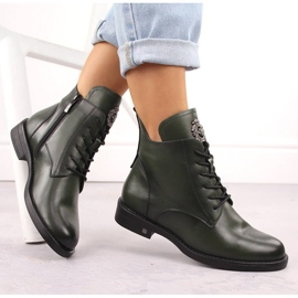 Botas de mujer con cordones y cremallera, verde Potocki SZ12179 3