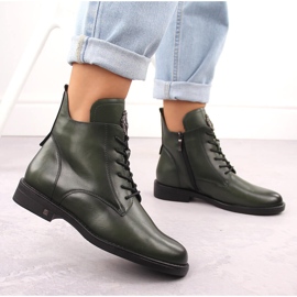 Botas de mujer con cordones y cremallera, verde Potocki SZ12179 4