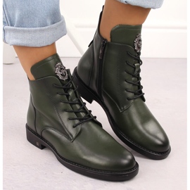 Botas de mujer con cordones y cremallera, verde Potocki SZ12179 5