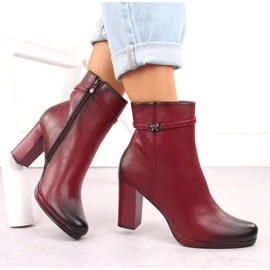 M. DASZYŃSKI Botines de mujer rojos con aislamiento M.Daszyński AF125-22 4