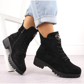 M. DASZYŃSKI Botas de ante con tacón alto y plataforma, aislantes negras M.Daszyński MR1813-38 negro 4