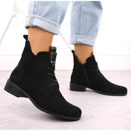 M. DASZYŃSKI Botas de mujer con cordones y cremallera con aislamiento negro M.Daszyński SA198-24 5