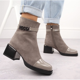 Botines de mujer con tacón decorativo D&amp;A S.Barski Colección Premium MR880-018 beige 5