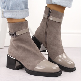 Botines de mujer con tacón decorativo D&amp;A S.Barski Colección Premium MR880-018 beige 6