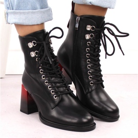 Botines de mujer con tacón decorativo negro D&amp;A S.Barski Premium Collection MR880-132 5