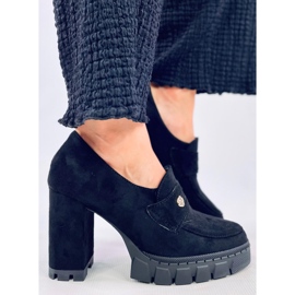 Lains Mocasín plataforma y tacón negro 2