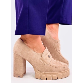 Mocasín tacón y plataforma Lains Caqui beige 3