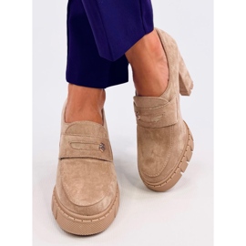 Mocasín tacón y plataforma Lains Caqui beige 5