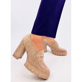 Mocasín tacón y plataforma Lains Caqui beige 4