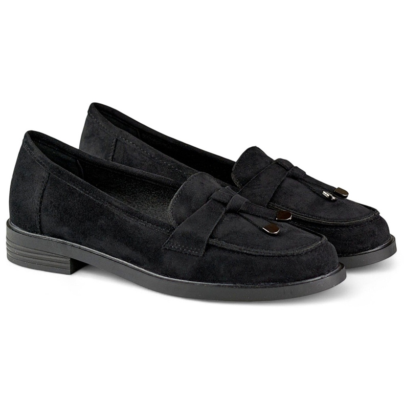 Zapatos de ante negro con suela plana. 1