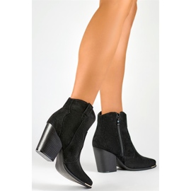 Botas cowboy clásicas de mujer en ante y tacón alto en color negro 7