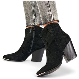 Botas cowboy clásicas de mujer en ante y tacón alto en color negro 2
