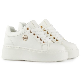 Zapatillas blancas de mujer con suela gruesa. blanco 1