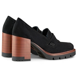 Mocasines negros de tacón para mujer. 1