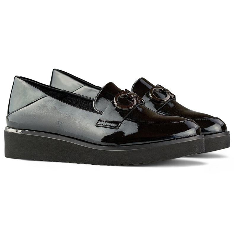 Zapatos mujer charol con cuña baja, zapatos elegantes. negro 1 Zapatos mujer charol con cuña baja, zapatos elegantes. negro 1