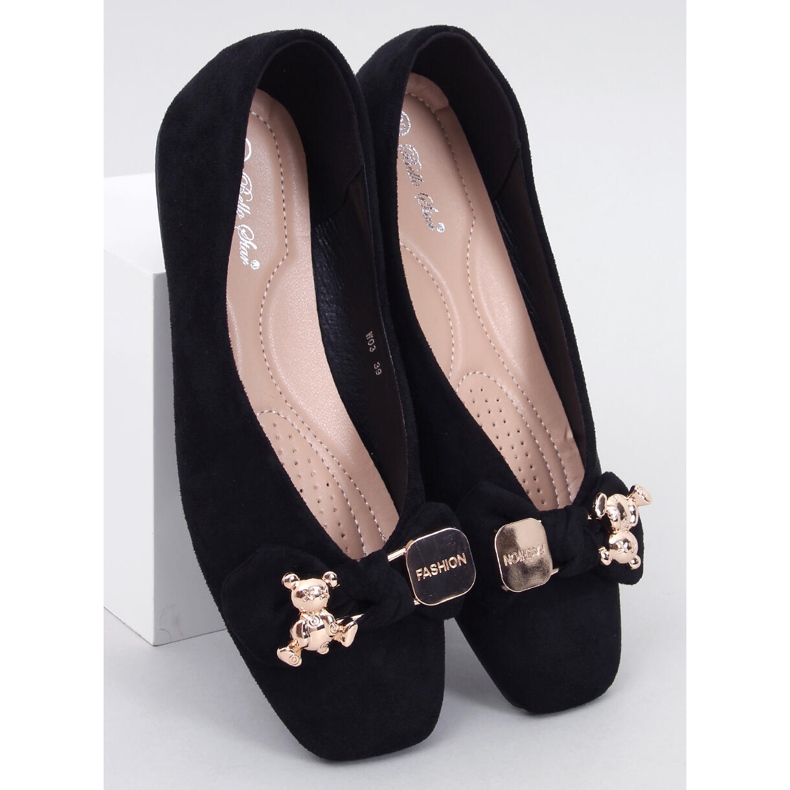 Bailarinas Cranny Black con osito dorado negro 1