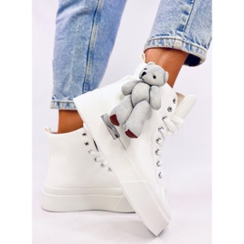 Rooks Zapatillas blancas con osito de peluche blanco 2
