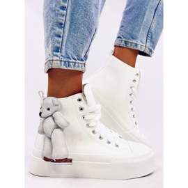 Rooks Zapatillas blancas con osito de peluche blanco 5