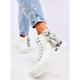 Rooks Zapatillas blancas con osito de peluche blanco 3