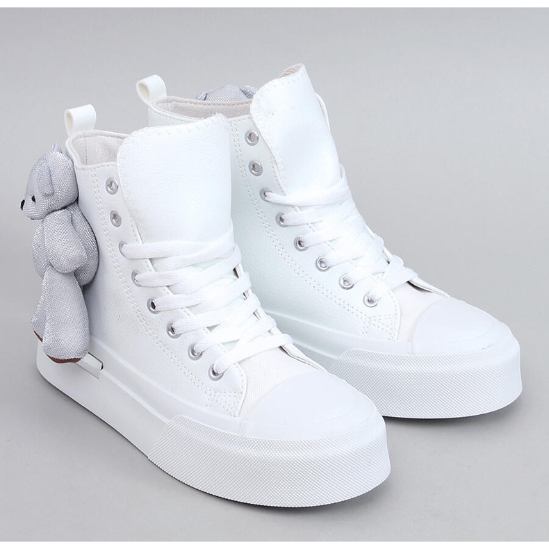 Rooks Zapatillas blancas con osito de peluche blanco 1