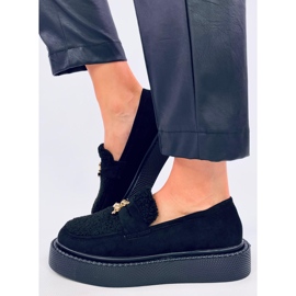 Mocasines Anisha Black con plataforma y borreguillo negro 2