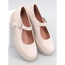 Holmess Bailarinas beige con plataforma y tiras 1