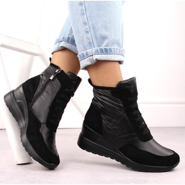 Botas de nieve con cuña para mujer, color negro Potocki 12225 4