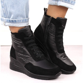 Botas de nieve con cuña para mujer, color negro Potocki 12225 6