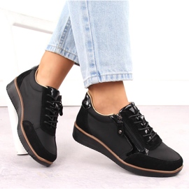 Zapatos cuña mujer piel negro Vinceza 88001 5