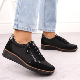 Zapatos cuña mujer piel negro Vinceza 88001 6