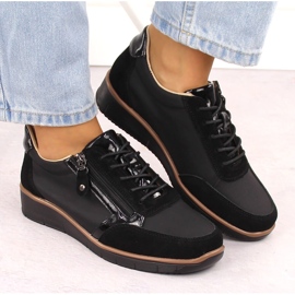Zapatos cuña mujer piel negro Vinceza 88001 7